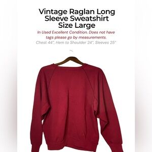 Red Raglan Long Sleeve Sweater Size Large Relaxed Fit Cozy Casual